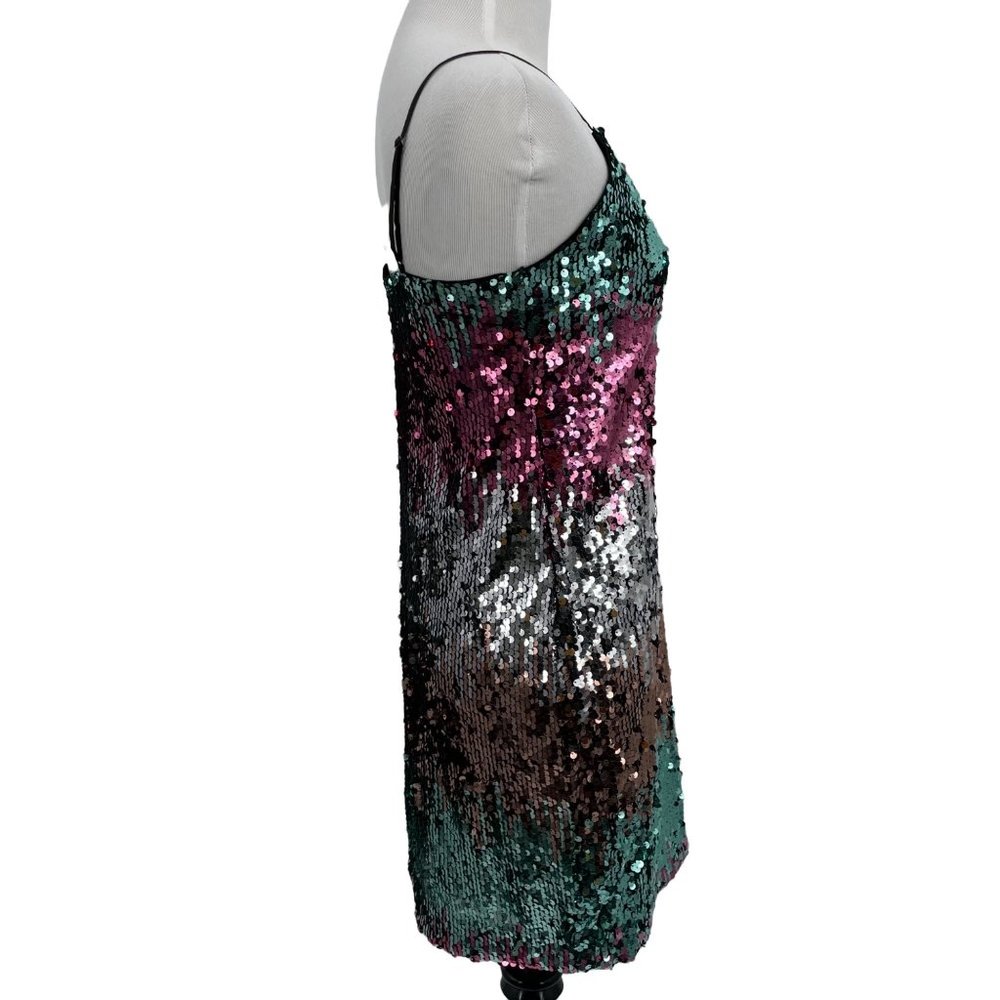 Express Size X-Small Multicolor Sequined Mini Dress Cocktail Party Bling Sparkly - Picture 4 of 7
